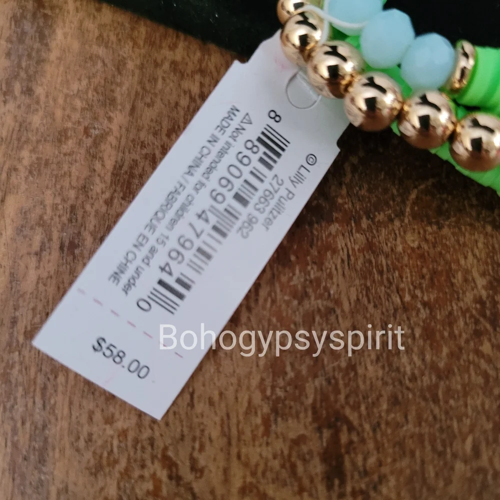 $58 Lilly Pulitzer Gold Tone Colorful Triple Strand Tassel Stretch Bracelet